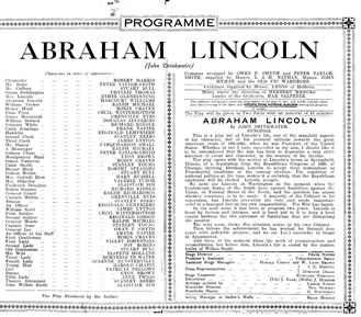 Abraham Lincoln Programme Page 2 Thumbnail